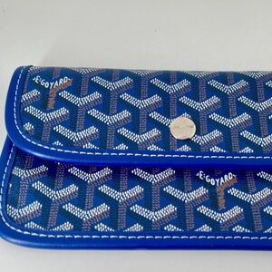 Blue Goyard Goyardine Card Wallet Luxury French Designer Pouch